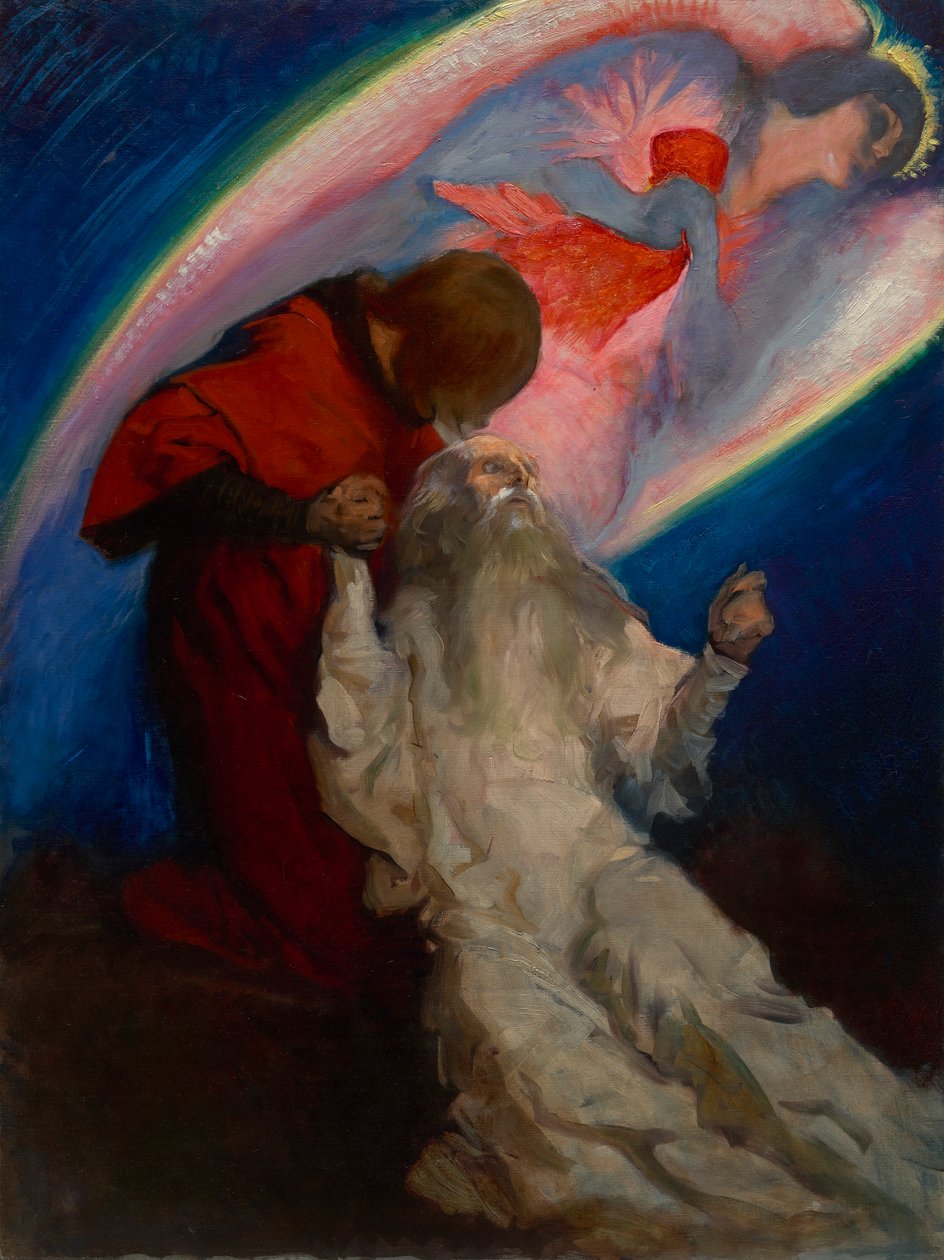 Studie för Amfortas släppt av Galahad, i The Quest and Achievement of the Holy Grail, Book Delivery Room, Boston Public Library av Edwin Austin Abbey