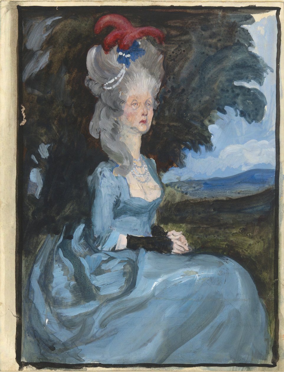 Studie för moster stamtavla, från Oliver Goldsmith av Edwin Austin Abbey