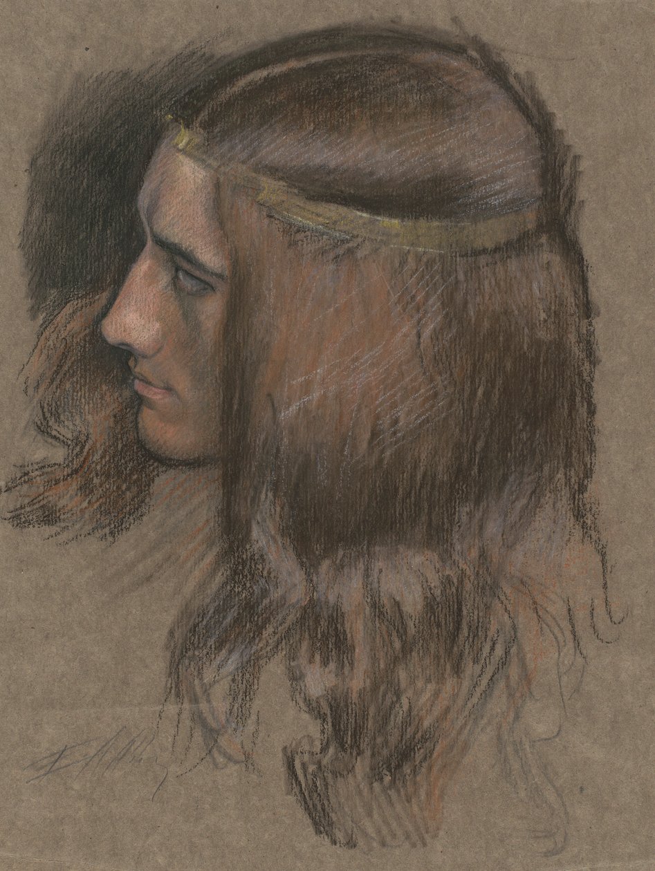 Studie för chef för Hamlet i Hamlet. av Edwin Austin Abbey
