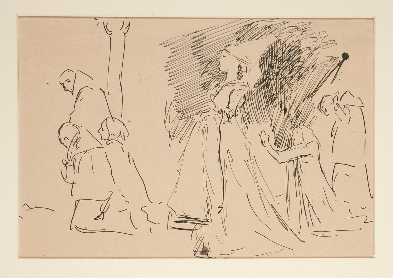 Studie för prästen och den stora damen (akvarell) av Edwin Austin Abbey