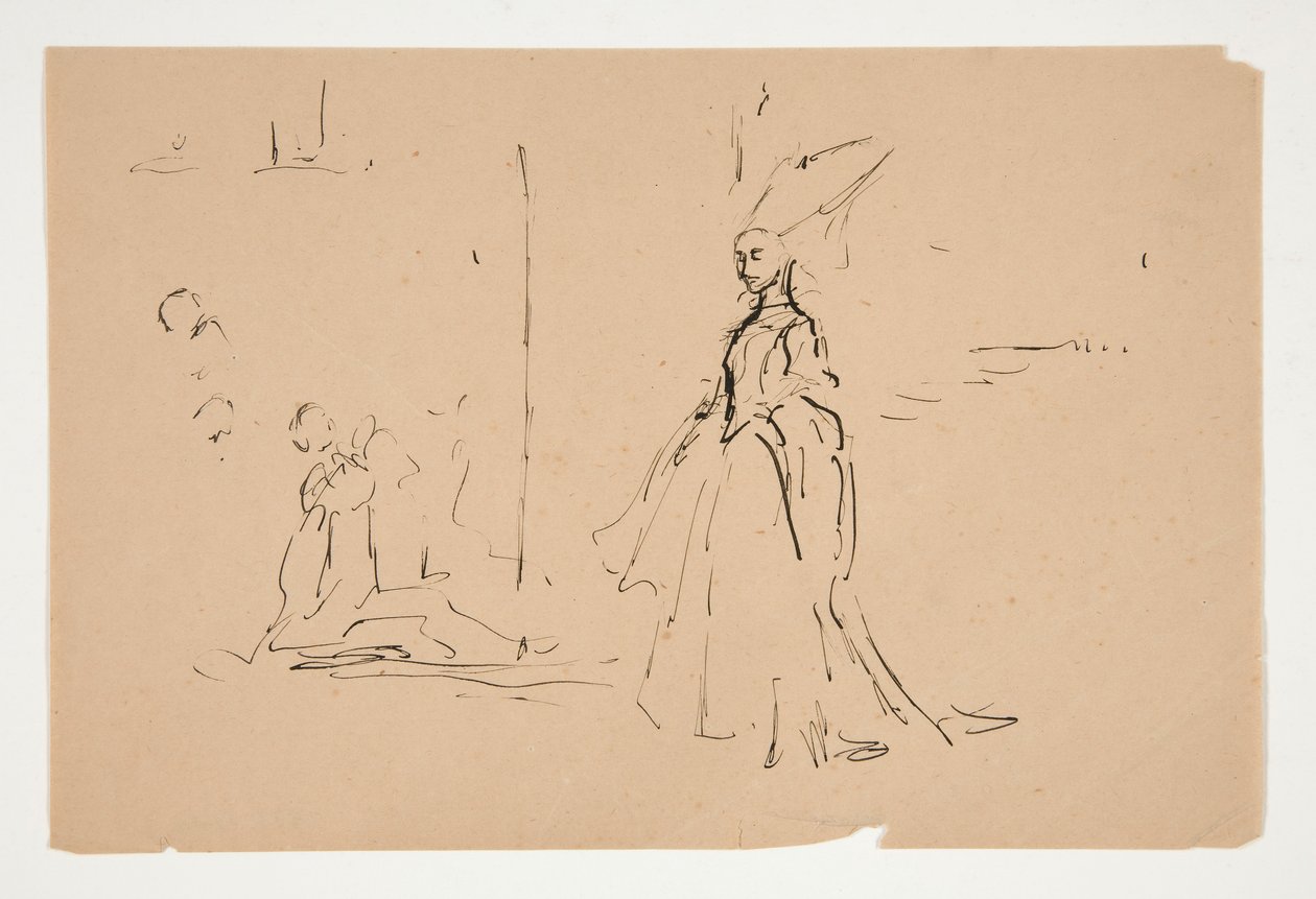 Studie för prästen och den stora damen (akvarell) av Edwin Austin Abbey