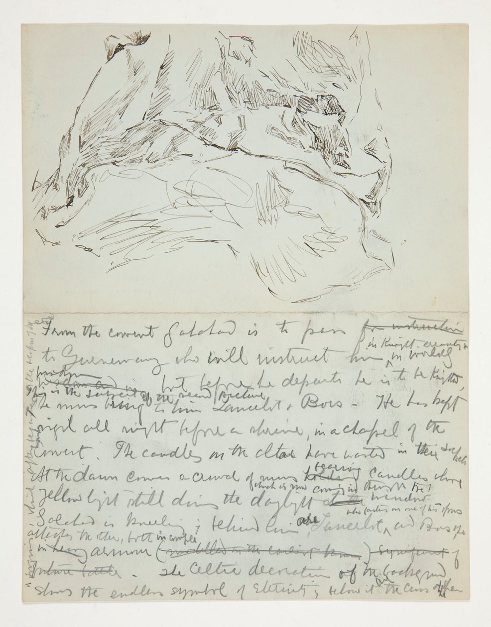 Studie för The Quest of the Holy Grail (serie med femton målningar för Boston Public Library, färdig 1901): studie av draperi av Edwin Austin Abbey