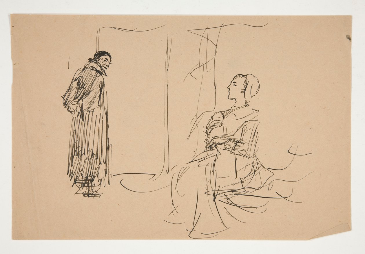 Studie för The Scarlet Letter (oljemålning) av Edwin Austin Abbey