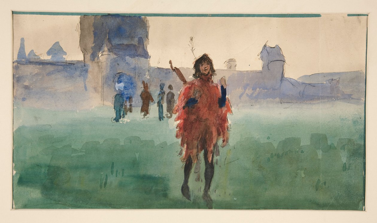 Study for Wandering Minstrel (oljemålning) av Edwin Austin Abbey