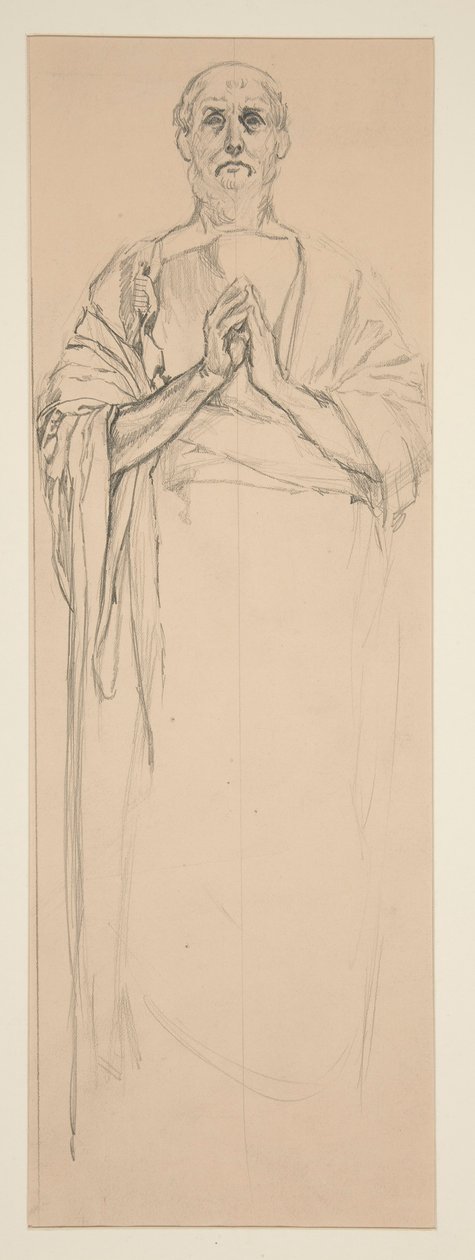 Studie för ett målat glasfönster som föreställer St. Peter, Paris av Edwin Austin Abbey