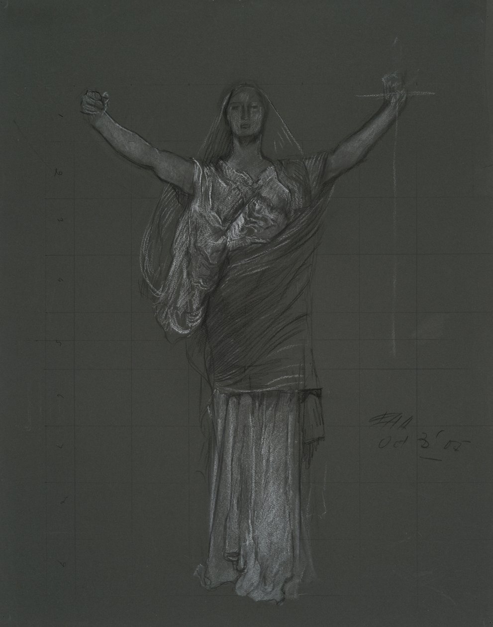Studie för allegorisk lagfigur, rondel i rotundan i Pennsylvania State Capitol Building, Harrisburg, 1902-1911 av Edwin Austin Abbey
