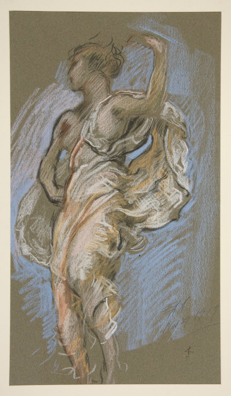 Studera för figur av 4 pm in av Edwin Austin Abbey