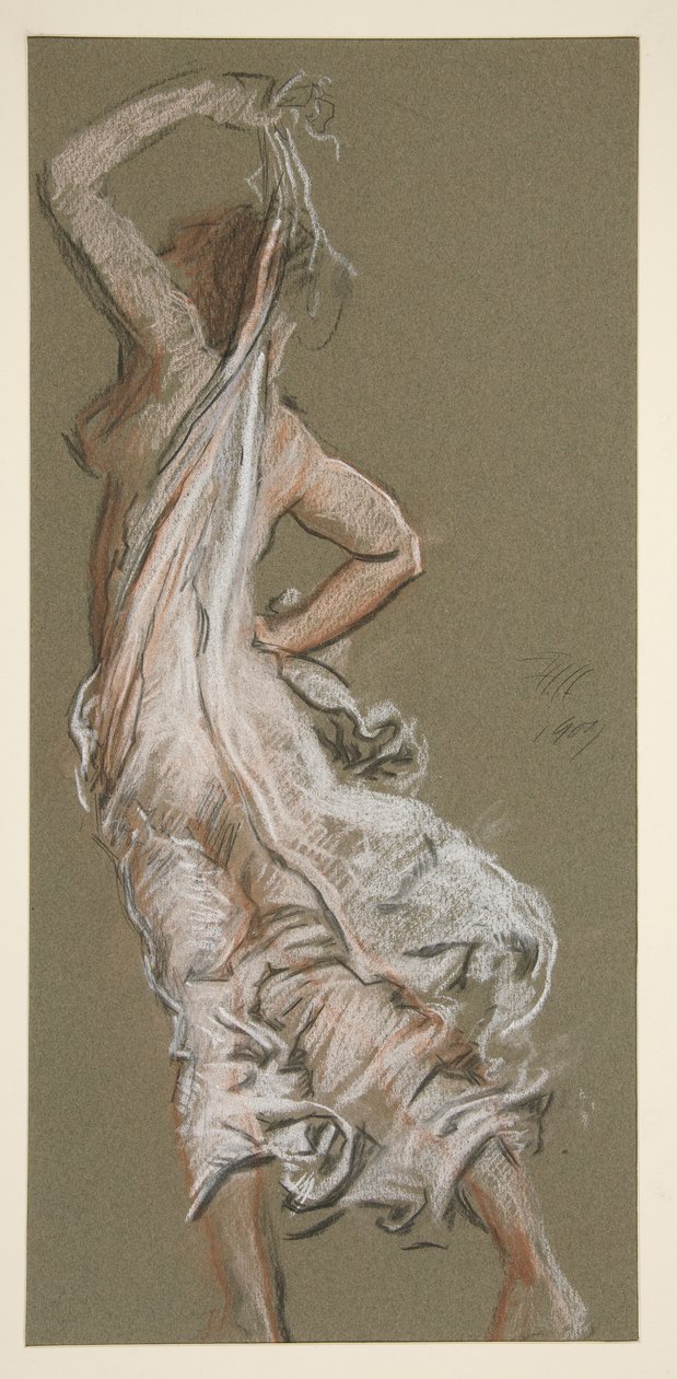 Studera för figur av 5 pm in av Edwin Austin Abbey