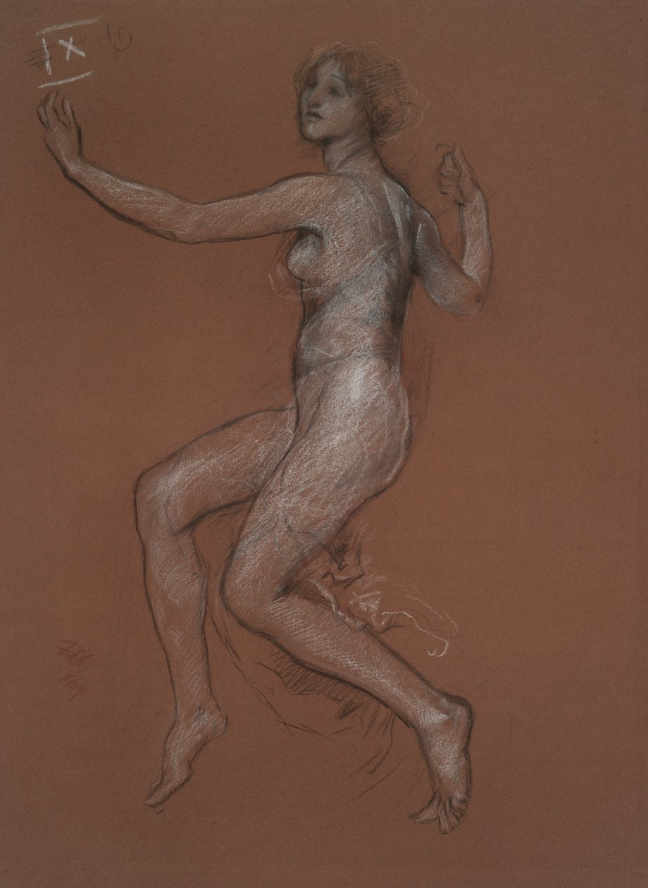 Studera för figur av 9 am för av Edwin Austin Abbey