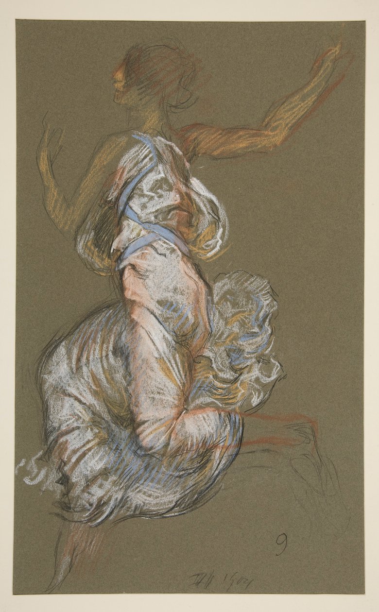 Studera för figur av 9 am in av Edwin Austin Abbey