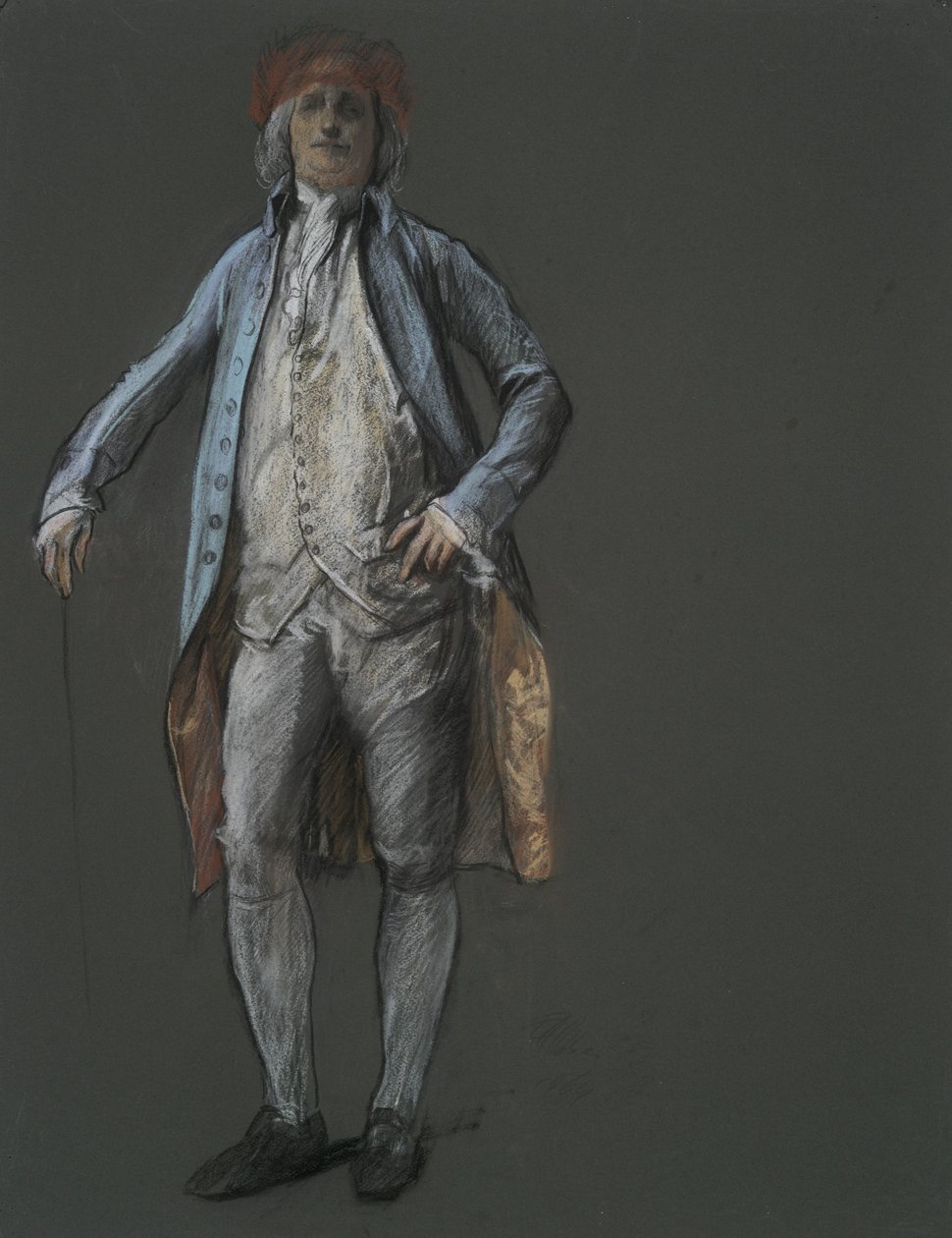 Studie för figur av Benjamin Franklin i av Edwin Austin Abbey