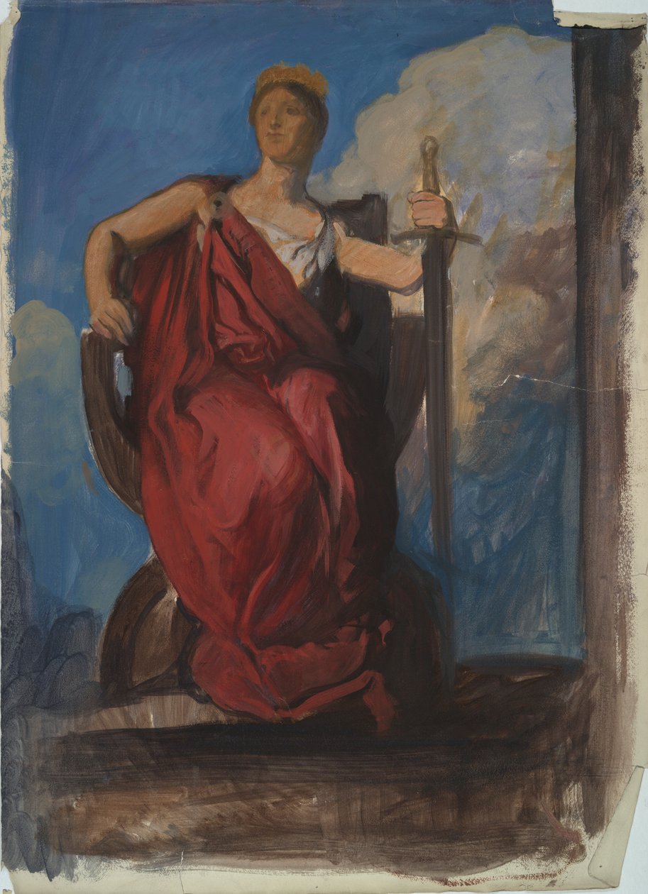Studie för figur av Genius of Pennsylvania i av Edwin Austin Abbey
