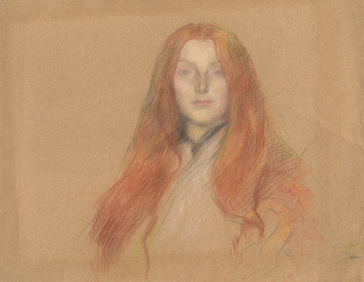 Studie för chef för Ophelia av Edwin Austin Abbey