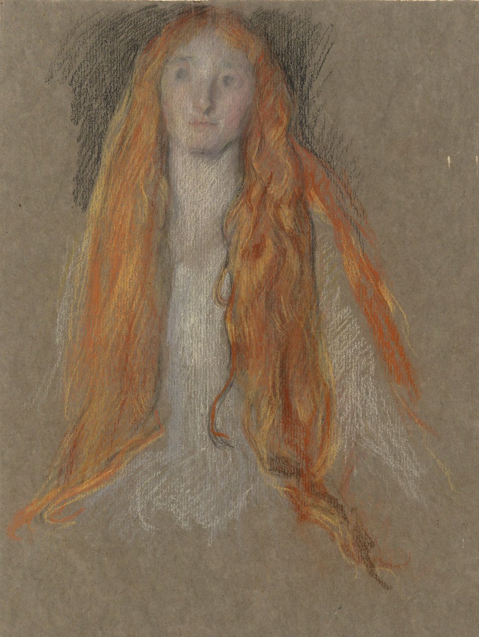 Studie för chefen för Ophelia, i The Play Scene, i Hamlet av Edwin Austin Abbey