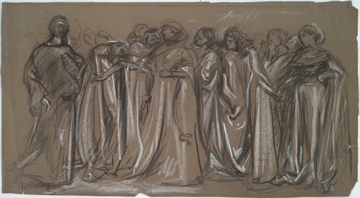 Studera för de fångna dygderna, figurstudie för av Edwin Austin Abbey