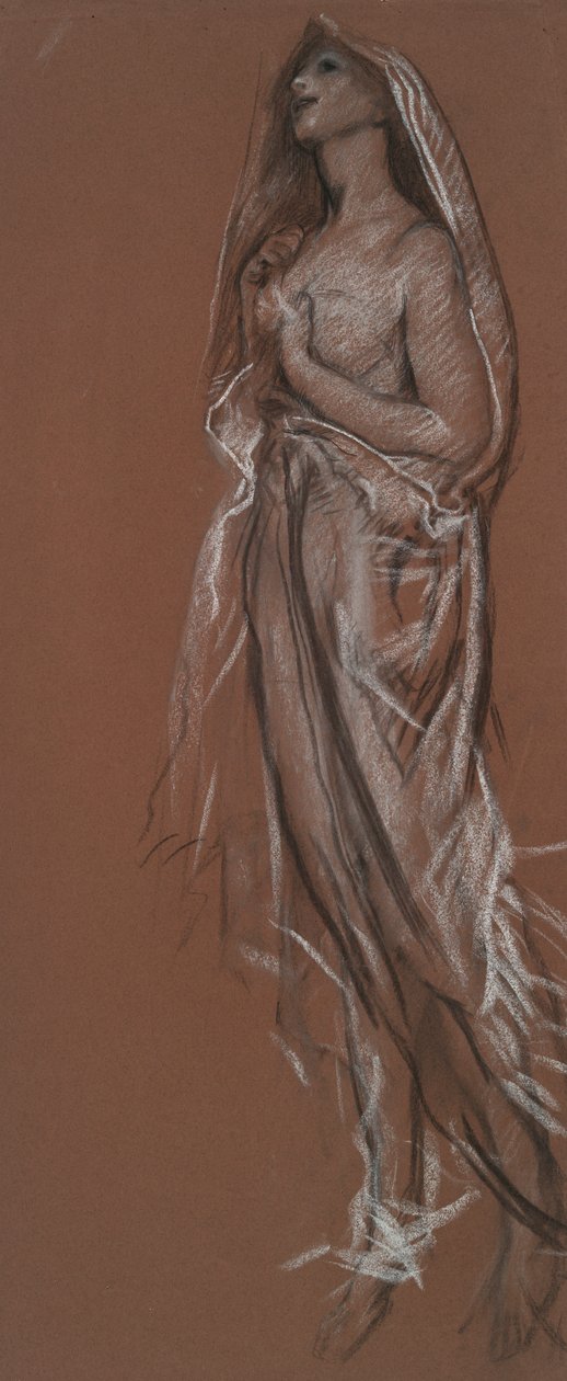 Studera för figuren 4 am(?) in av Edwin Austin Abbey
