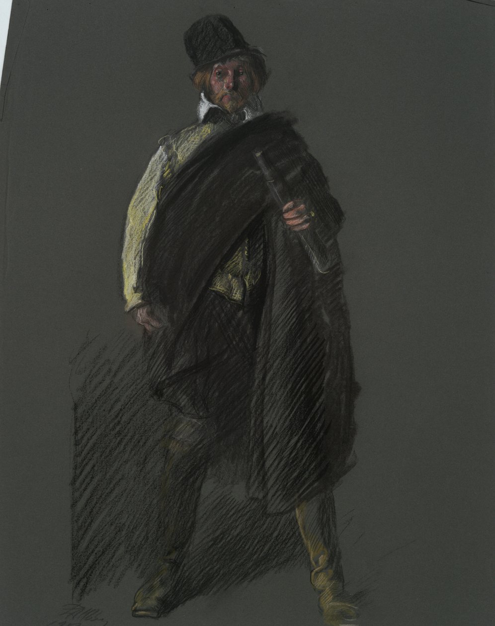 Studie för figuren av kapten Peter Minuit, i av Edwin Austin Abbey