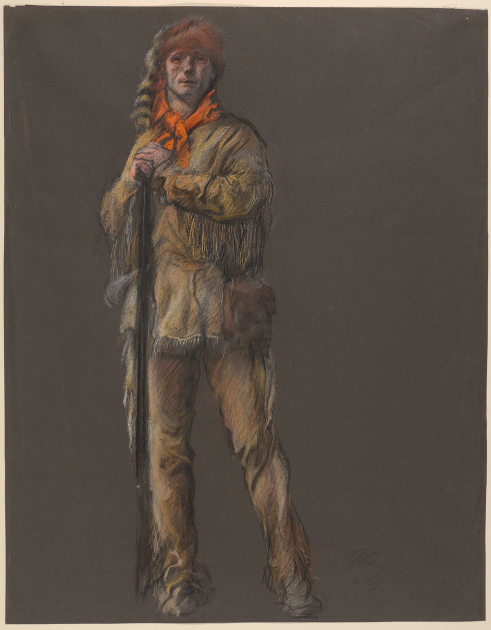 Studie för figuren Daniel Boone, i av Edwin Austin Abbey
