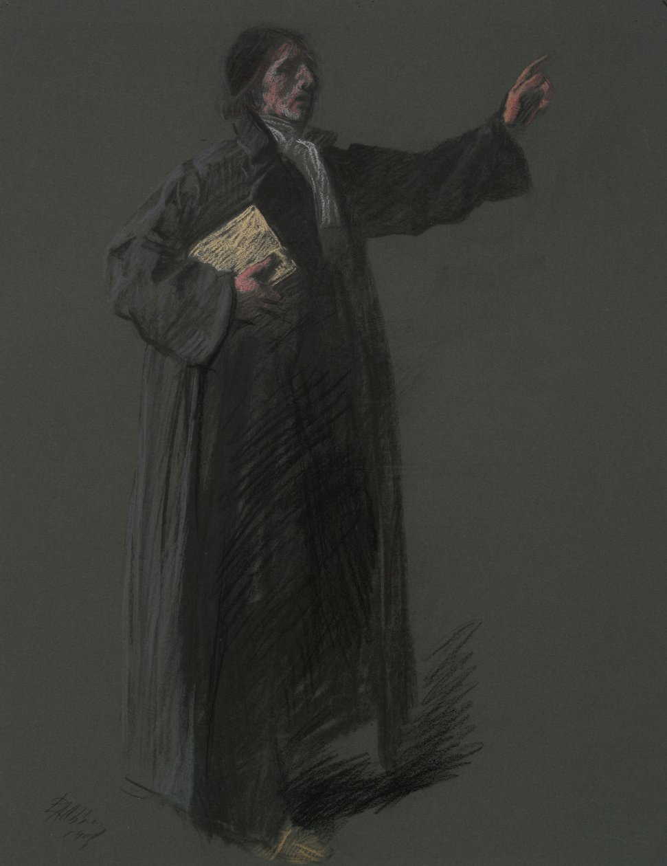 Studie för figuren Johann Kelpius, i av Edwin Austin Abbey