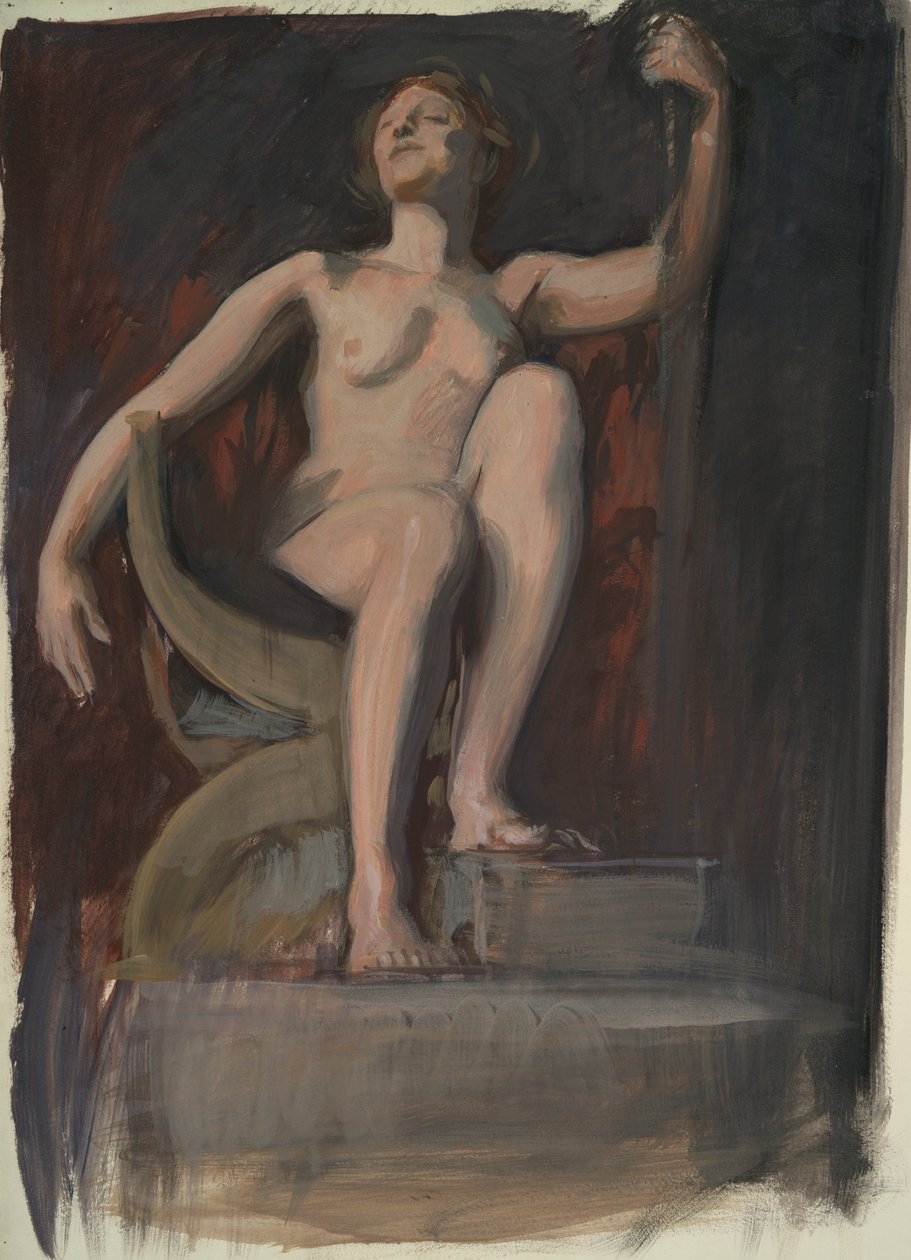 Studera för figuren The Genius of Pennsylvania i av Edwin Austin Abbey