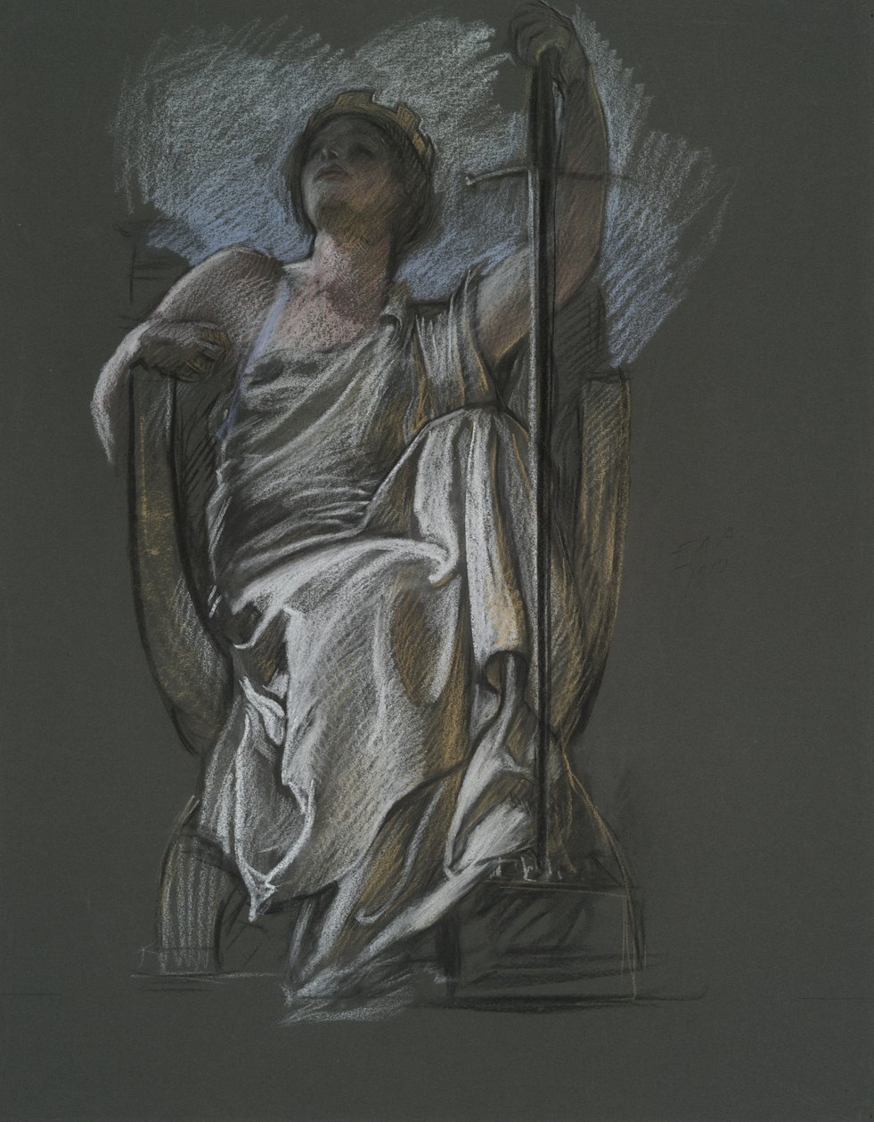 Studera för figuren The Genius of Pennsylvania i av Edwin Austin Abbey