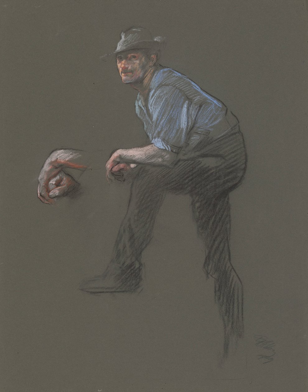 Studera för figuren av en arbetare i av Edwin Austin Abbey