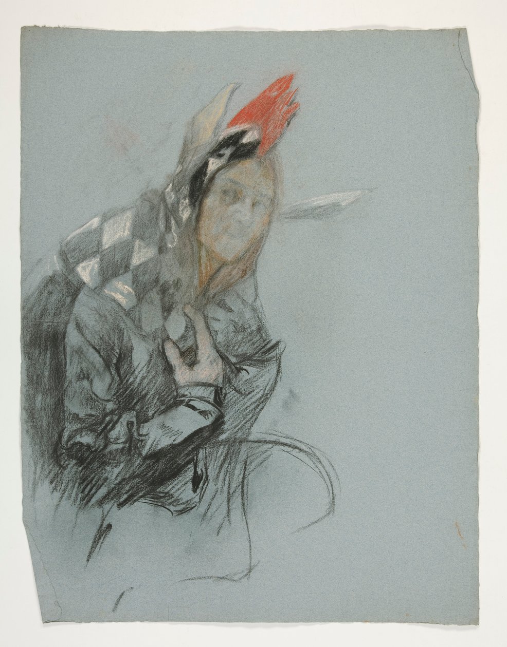 Studie av Jester (oanvänd), för Quest of the Holy Grail (en serie med femton målningar för Boston Public Library, färdigställd 1901) av Edwin Austin Abbey