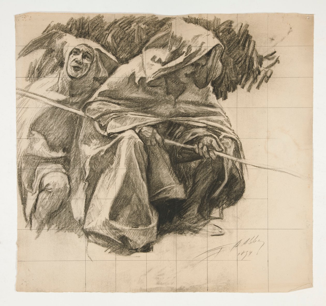 Studie av The Fisher King, från The Quest of the Holy Grail (en serie med femton målningar för Boston Public Library, färdig 1901) av Edwin Austin Abbey
