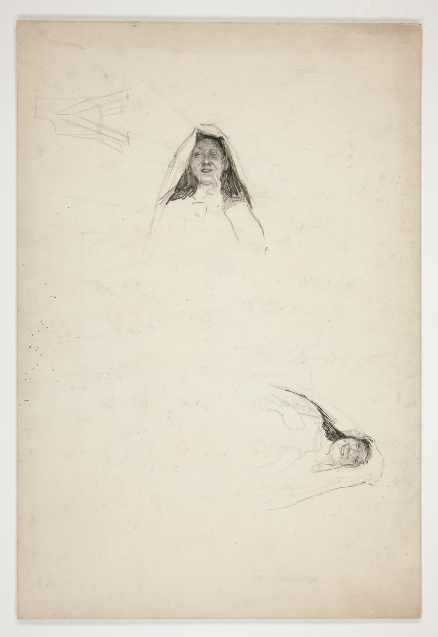 Studie av Two Heads, Jaquenetta, från Love av Edwin Austin Abbey