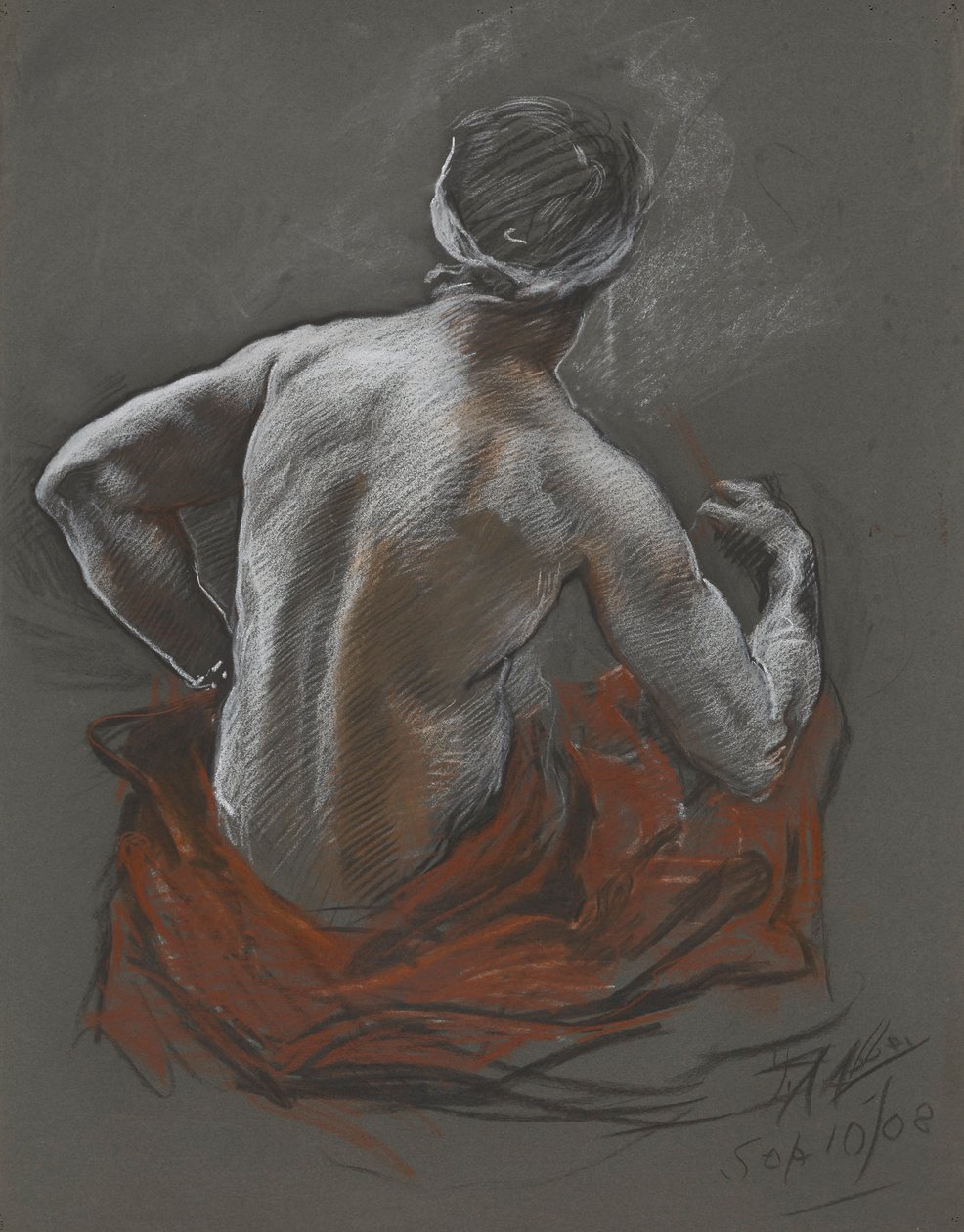 Studie av en sittande indian, figurstudie för Penn av Edwin Austin Abbey