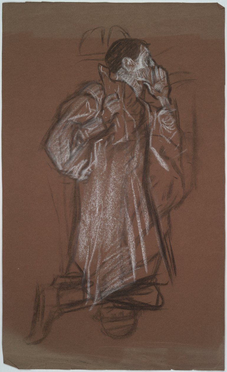 Studie av en knästående man, möjligen för The World Without av Edwin Austin Abbey