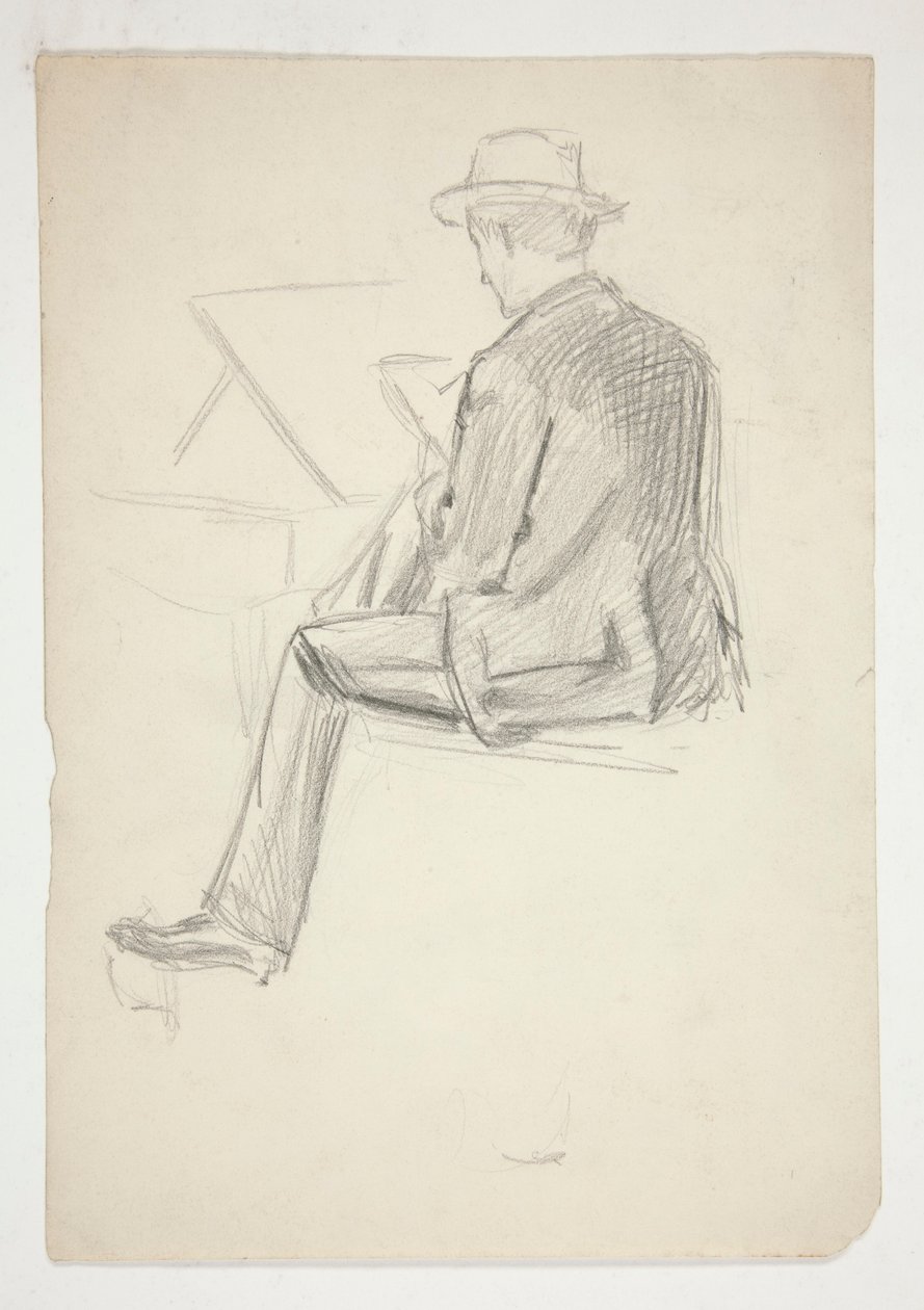 Studie av en sittande man och skissar av Edwin Austin Abbey