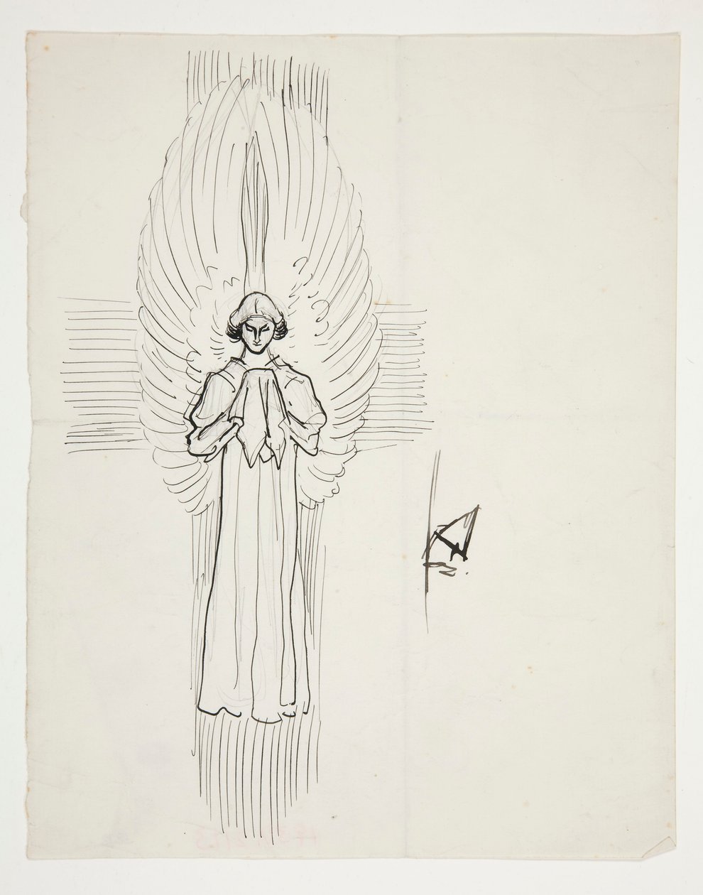 Study of an Angel, för The Quest of the Holy Grail (serie med femton målningar för Boston Public Library, färdig 1901) av Edwin Austin Abbey