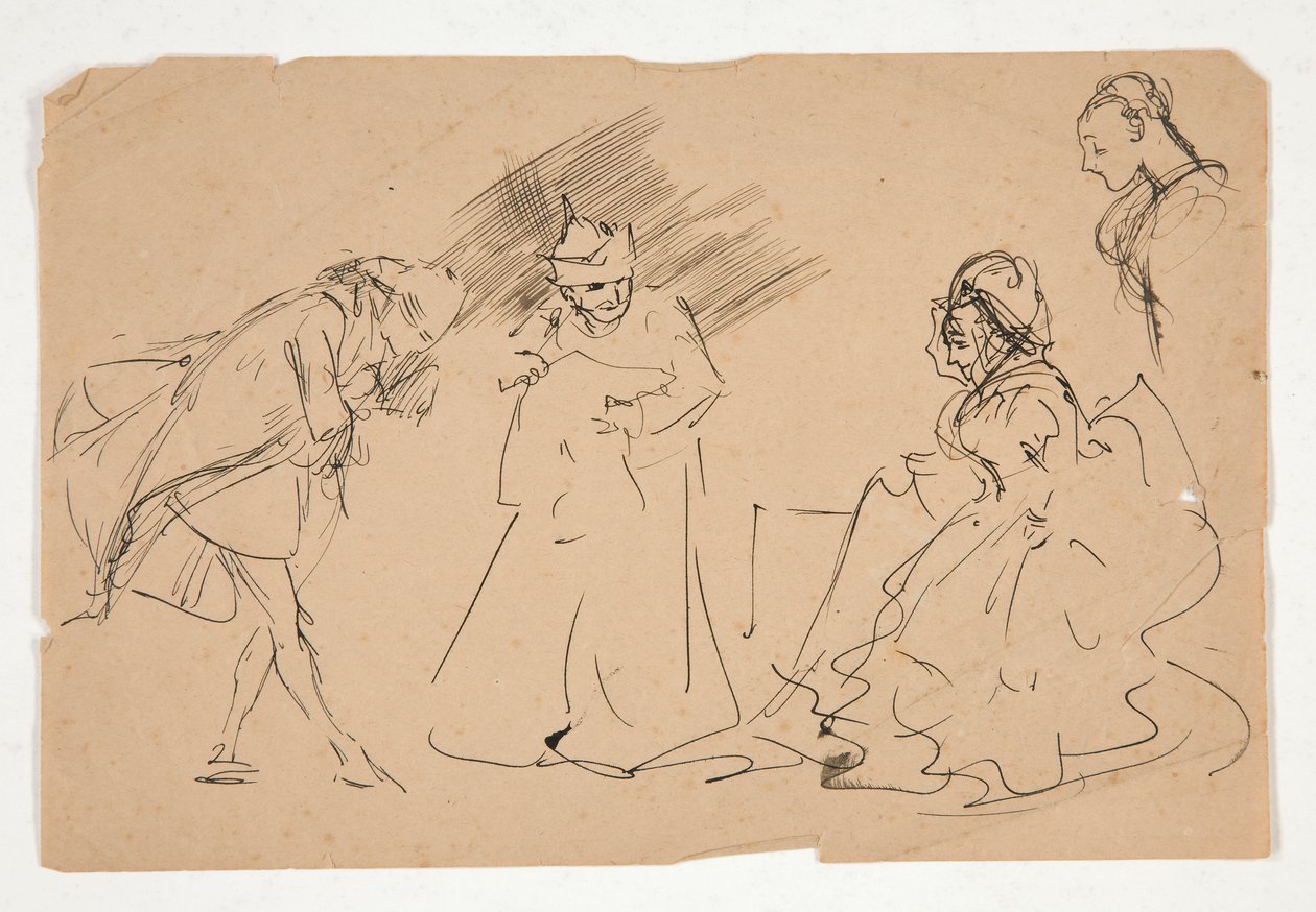 Studie av en scen från 1800-talet, möjligen av Edwin Austin Abbey