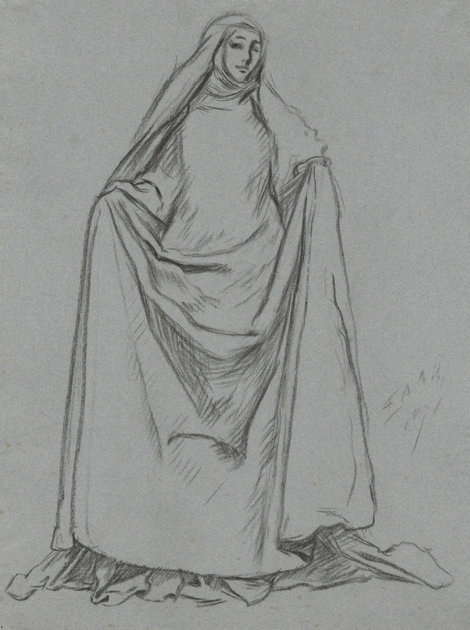 Studie av kvinnlig figur (verso: mansfigur) av Edwin Austin Abbey