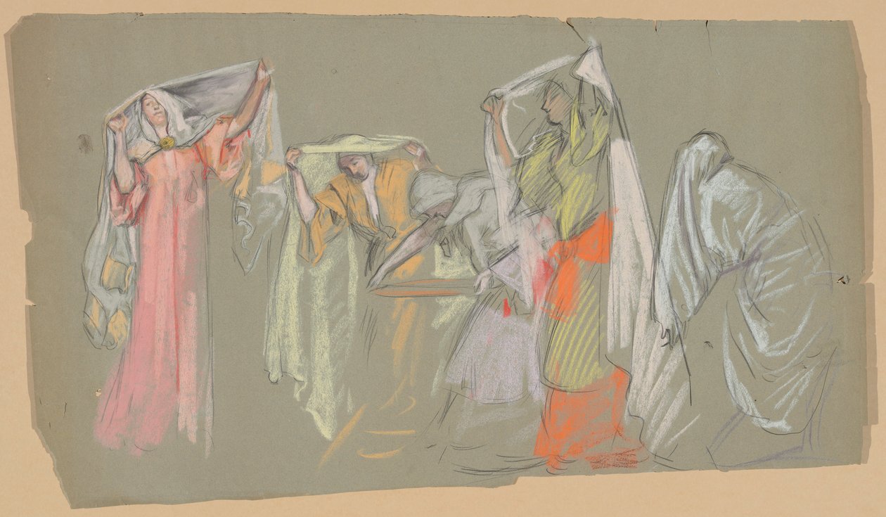 Studie av de fångna dygderna, för av Edwin Austin Abbey