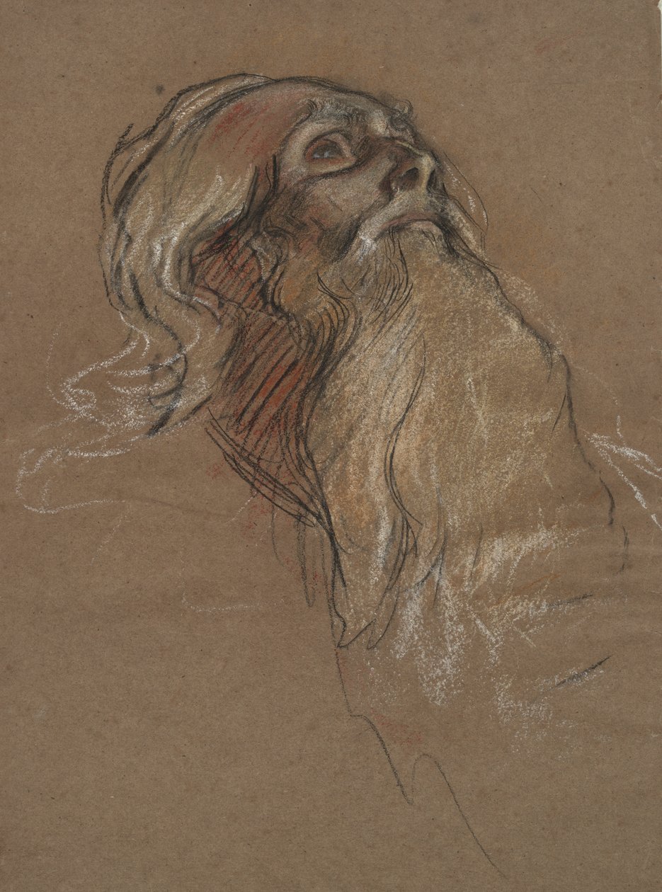 Studie av chefen för kung Amfortas, för av Edwin Austin Abbey