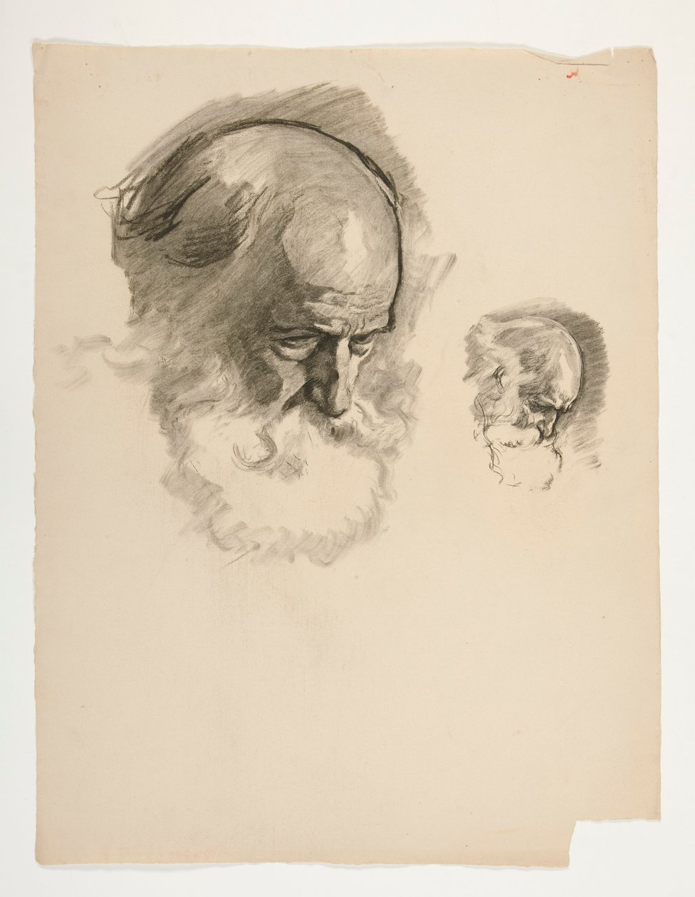 Studie av huvudet på en gammal skäggig man, för kung Arthur av Edwin Austin Abbey