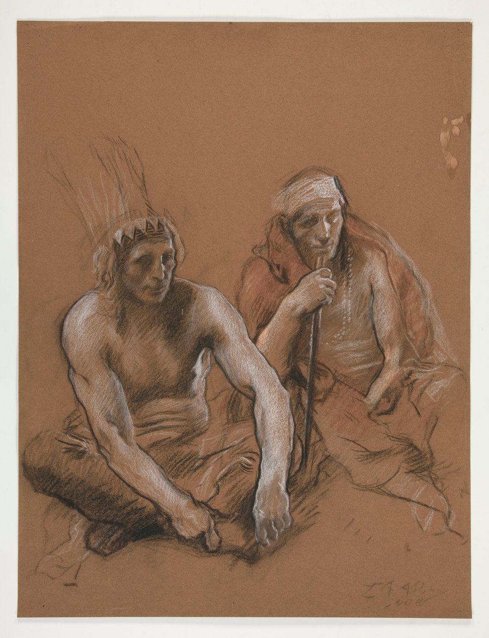 Studie av två indianer för av Edwin Austin Abbey