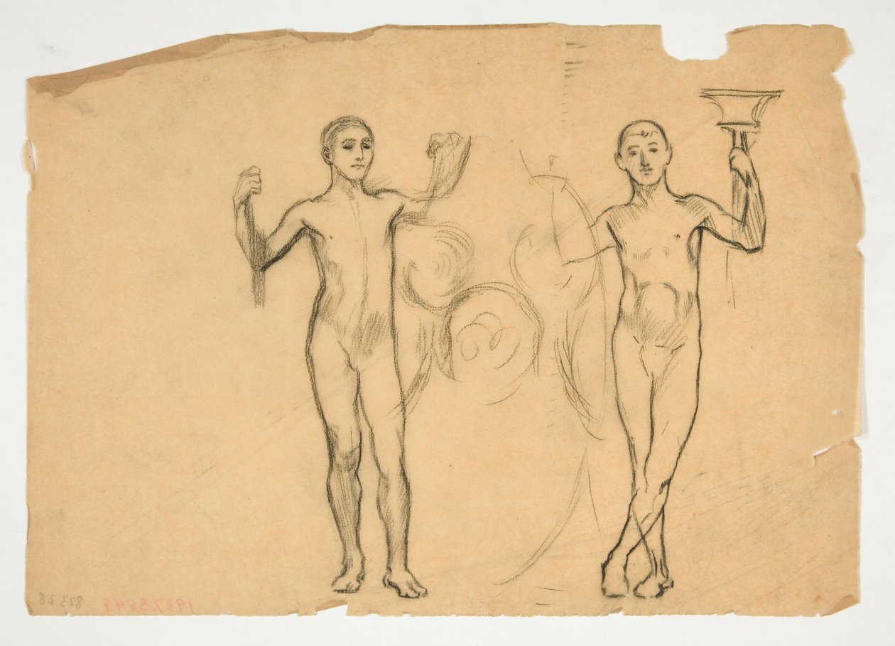 Studie av två eldbärare av Edwin Austin Abbey