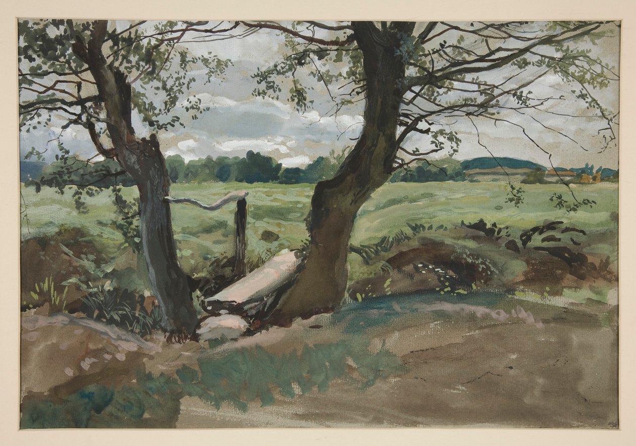 Studie av två träd och ett fält av Edwin Austin Abbey