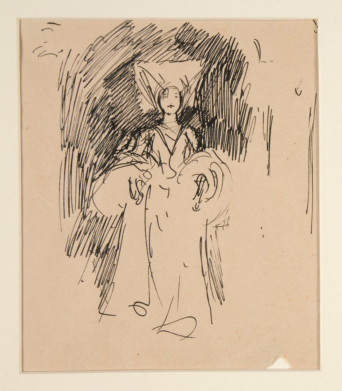 Studie av kvinna i medeltida kostym för av Edwin Austin Abbey
