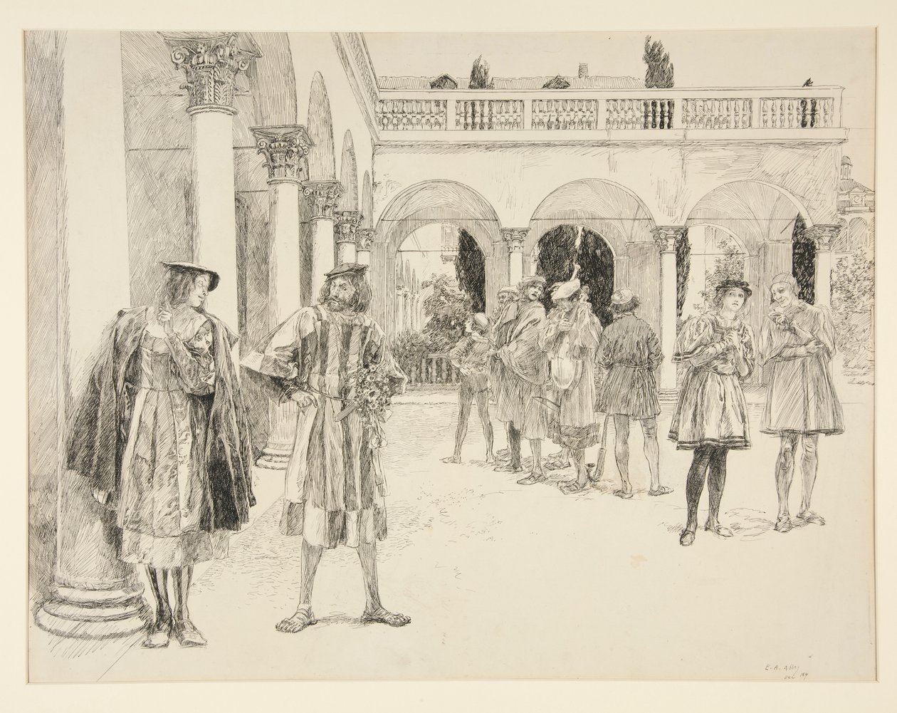 Palace Court, från akt IV, scen II, Two Gentlemen of Verona av Edwin Austin Abbey