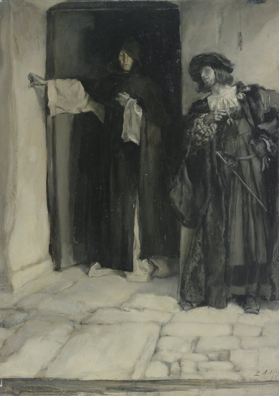 Hertigen och brodern Thomas, från Mått för Mått, Akt I, Scen iii av Edwin Austin Abbey