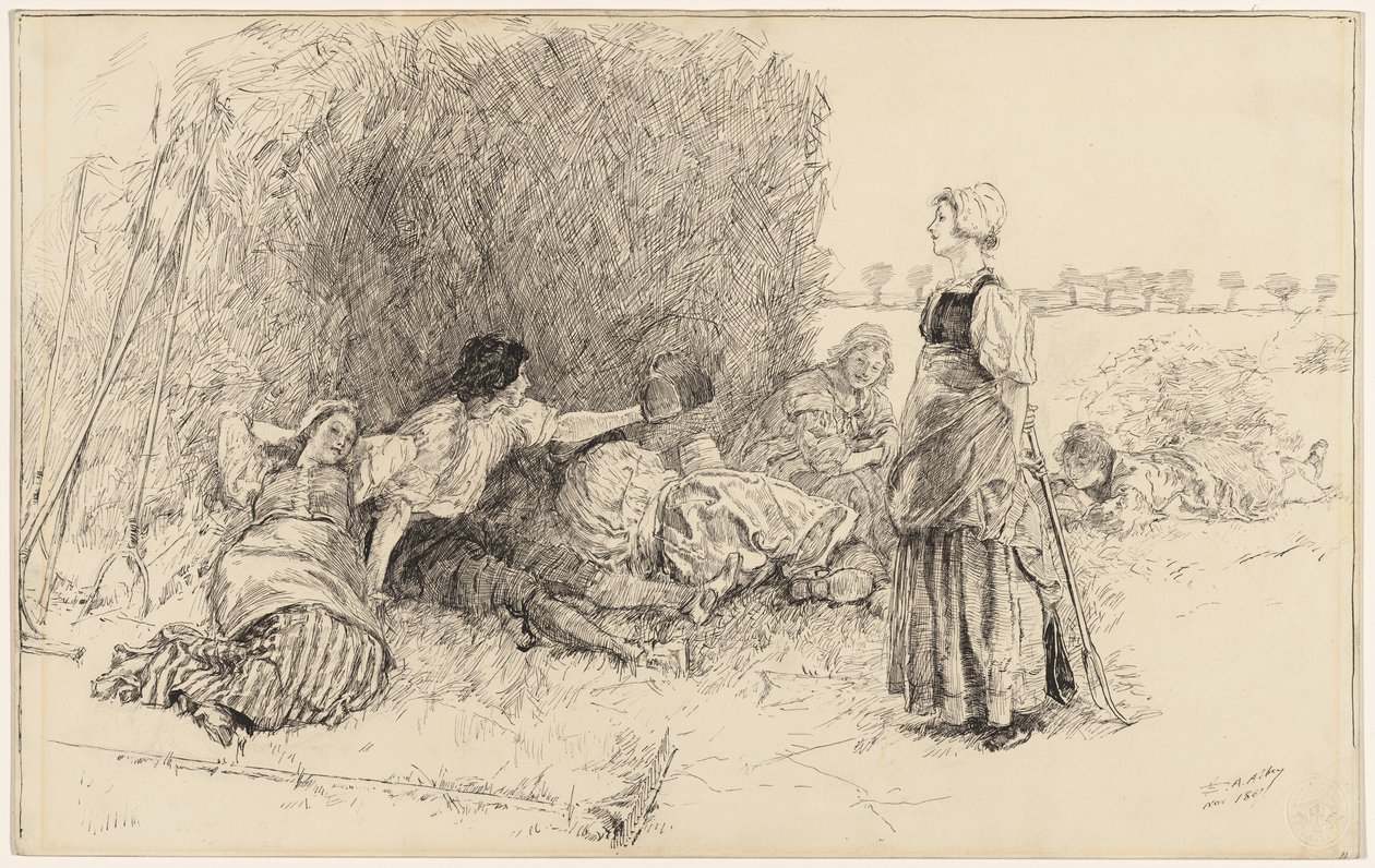 Skördefolket, illustration till "Läderflaskan" av Edwin Austin Abbey