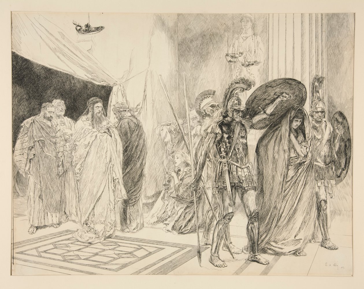 Drottningens fängelse - Akt II, Scen I, Vintern av Edwin Austin Abbey