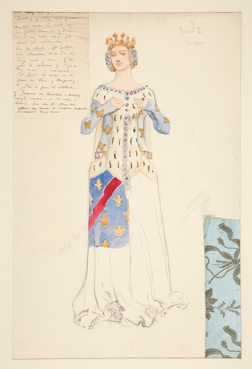 Drottningen, kostymskiss för kung Richard II av Edwin Austin Abbey