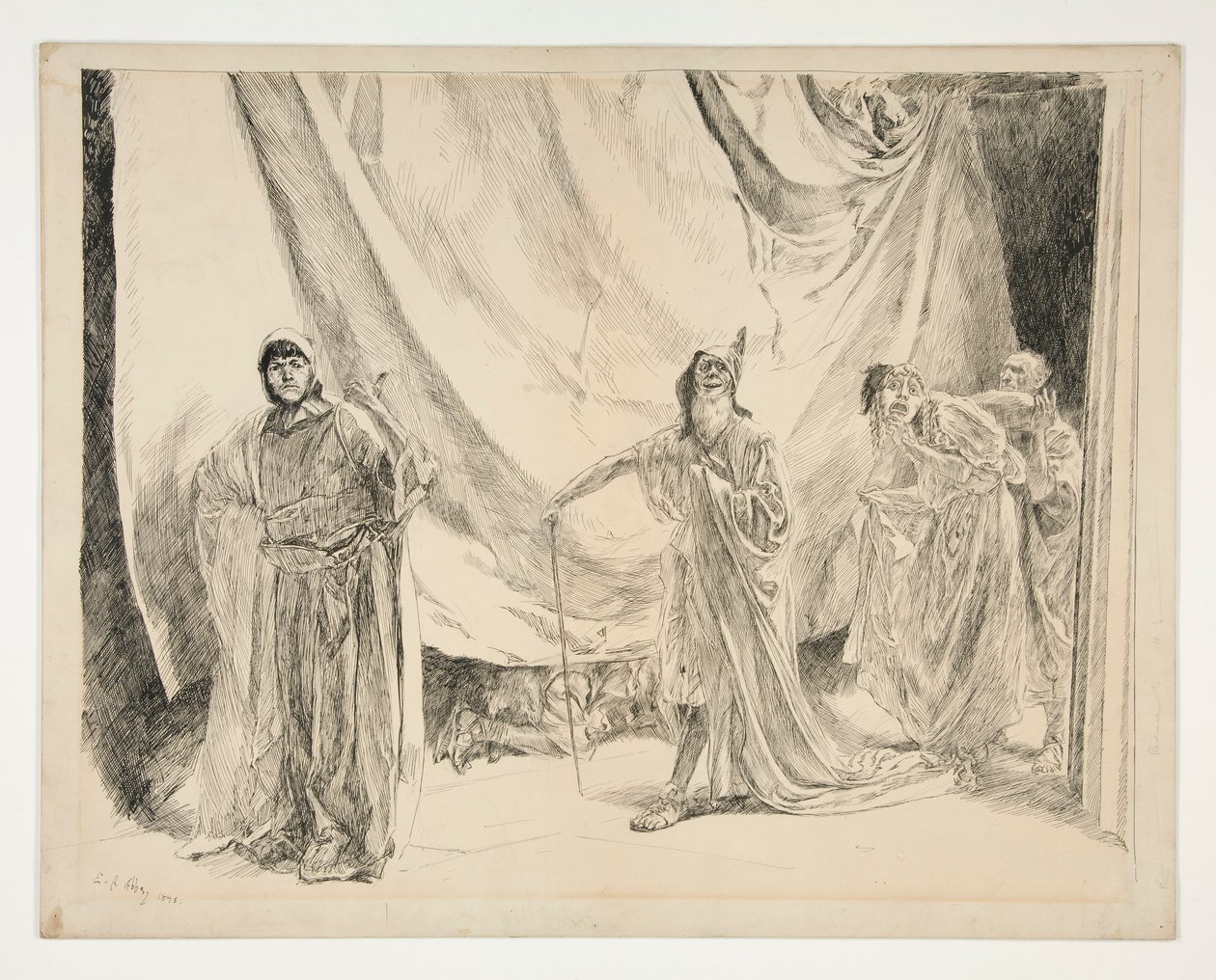 Spelarnas återinträde, illustration till akt V, Scen I, En midsommarnatt av Edwin Austin Abbey