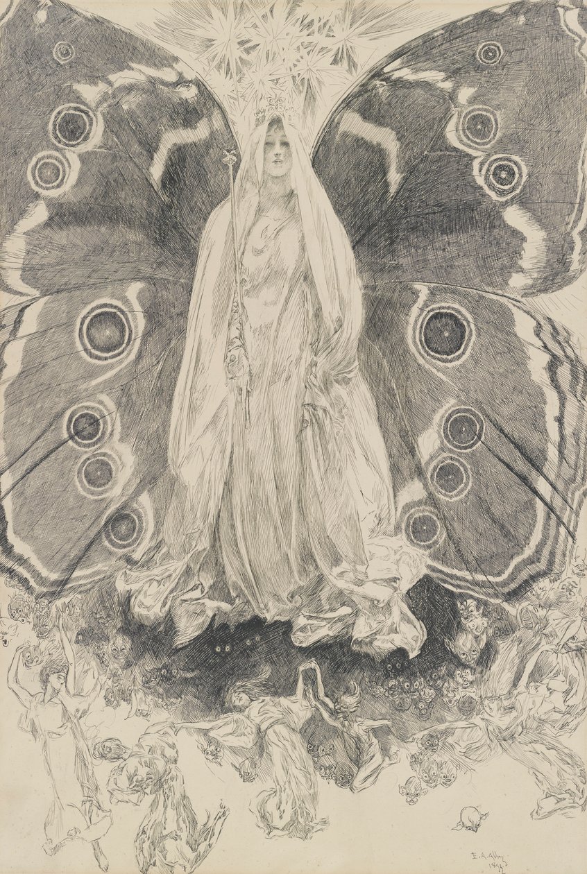 Titania, illustration till akt II, Scene II, En midsommarnatt av Edwin Austin Abbey