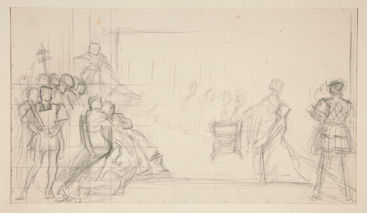 Rättegång mot drottning Catharine, studie av Edwin Austin Abbey